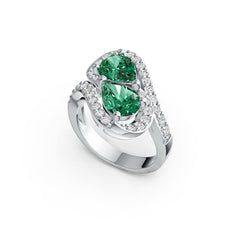 Sterling Silver Semi Mount Ring Setting Pear PE 8X6mm with White Topaz - Syzjewelry