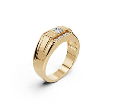 Men's Ring 14K Gold Moissanite Ring Princess SQ 4X4mm