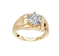 Contemporary Men's Rings 14K Gold CVD Diamond Ring Mounting Round RD 10x10mm