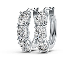 Sterling Silver Moissanite Earrings Oval OV 7x5mm White Topaz PJC180