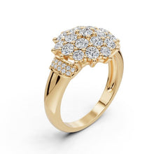 Sterling Silver Moissanite Cluster Ring Round RD 3x3mm