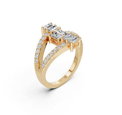 Sterling Silver Moissanite Bypass Ring Baguette BG 4x2mm