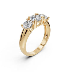 Sterling Silver Moissanite Ring RD 6x6mm 5x5mm 3 Stone