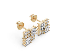 Sterling Silver Moissanite Stud Earrings Baguette BG 4x2mm