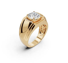 Men's 14K Gold Moissanite Ring Cushion CU 8X8mm