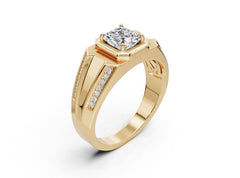 Men's 14K Gold CVD Diamond Ring Round RD 6x6mm Unisex Ring