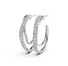 Sterling Silver Earrings Open Hoop with White Topaz or Moissanite DHJ