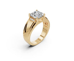 Men's 18K Gold Moissanite Ring Square Emerald SQ 8x8mm