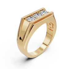 Men's 10K Gold Moissanite Ring Round RD 4x4mm