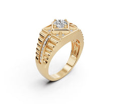 Men's 10K Gold Moissanite Ring Round RD 6x6mm