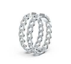 Sterling Silver Hoop Earrings Chain Link Theme with White Topaz or Moissanite DHJ