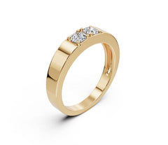 Men's Platinum Moissanite Ring Round RD 4x4mm Two Stone Ring Toi et Moi