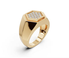 Men's 14K Gold CVD Diamond Ring Round RD Cluster 2x2mm