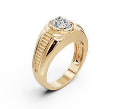 Men's 18K Gold CVD Diamond Ring Oval OV 8X6mm