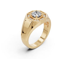 Platinum Round RD 6x6mm Men's Ring Halo Moissanite