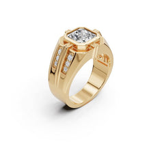 Men's Platinum CVD Diamond Ring Square Emearld OCT 8x8mm