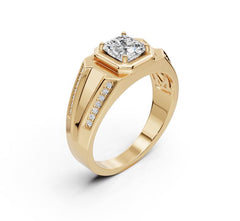 Men's Platinum Moissanite Ring Round RD 6x6mm Unisex Ring