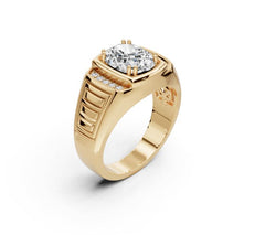 Men's Platinum CVD Diamond Ring Oval OV 10x8mm w/ Accent