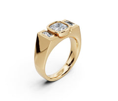 Men's Rings 18K Gold Moissanite Ring Mounting Cushion CU 6.5X6.5mm