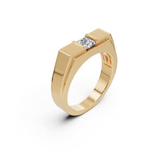 Men's Platinum Moissanite Ring Princess SQ 4.5X4.5mm