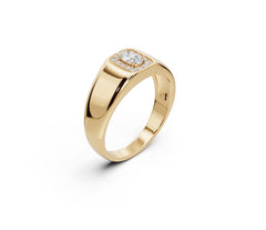 Men's 18K Gold Moissanite Ring Oval OV 6X4mm Halo