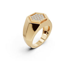 Men's 14K Gold Moissanite Ring Round RD Cluster 2x2mm