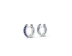 Sterling Silver Hoop Earrings with White Topaz or Moissanite - Syzjewelry