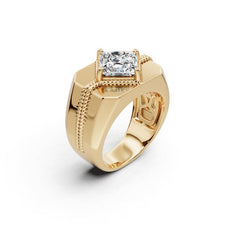 Men's 10K Gold Moissanite Ring Princess SQ 7X7mm