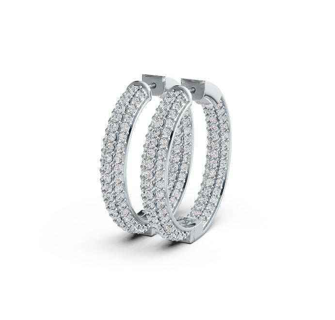 Sterling Silver Hoop Earrings with White Topaz or Moissanite DHJ