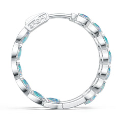 Sterling Silver Opal Hoop Earrings Marquise MQ 4X2mm