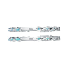 Sterling Silver Opal Hoop Earrings Marquise MQ 4X2mm