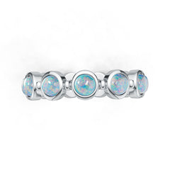 Sterling Silver Opal Ring Round RD 4x4mm Cabochon