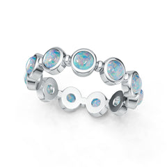 Sterling Silver Opal Ring Round RD 4x4mm Cabochon