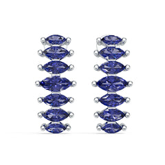 Sterling Silver Royal Blue Sapphire Earrings Marquise MQ 6x3mm