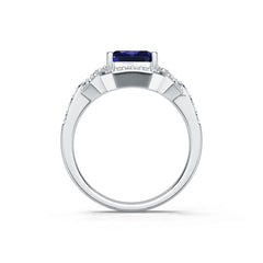 Sterling Silver Blue Sapphire Engagement Ring