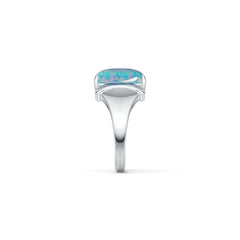 Sterling Silver Opal Ring Cushion CU 14X7mm Cabochon Turquoise