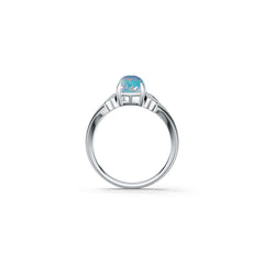 Sterling Silver Opal Ring Cushion CU 14X7mm Cabochon Turquoise