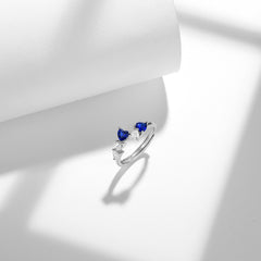 Sapphire Heart Ring S925 Sterling Silver Original Design Ring Lab Created Gemstone Anniversary Gift Love September Birthstone