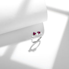 Ruby Heart Ring S925 Sterling Silver Original Design Ring Lab Created Gemstone Anniversary Gift Love September Birthstone
