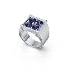 Men‘s Sterling Silver Moissanite Ring‚ Round RD 5x5mm Solitaire Style