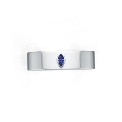 Sterling Silver Royal Blue Sapphire Men's Ring Marquise MQ 4X2mm