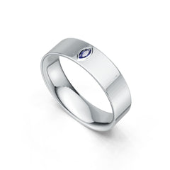 Sterling Silver Royal Blue Sapphire Men's Ring Marquise MQ 4X2mm