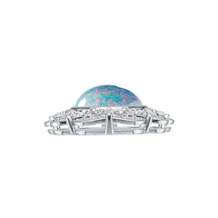 Sterling Silver Opal with Moissanite Pendant Oval OV 18x12mm Cabochon