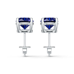 Sterling Silver Royal Blue Sapphire Stud Earrings Oval OV 9x7mm