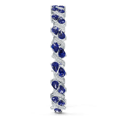 Sterling Silver Royal Blue Sapphire Moissanite or Sapphire Bracelet Pear PE 6X4mm
