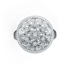 Sterling Silver Celtic Knot Ring with Moissanite Round RD 2x2mm
