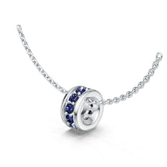 Sterling Silver Royal Blue Sapphire Pendant Round RD 1.5mm