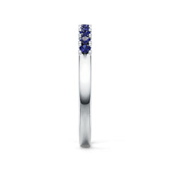 Sterling Silver Royal Blue Sapphire Half Eternity Ring Round RD 2x2mm