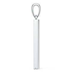 Sterling Silver Royal Blue Sapphire Vertical Bar Pendant Round RD 1.5mm