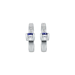 Sterling Silver Royal Blue Sapphire with Moissanite Earrings Pear PE 5x3mm